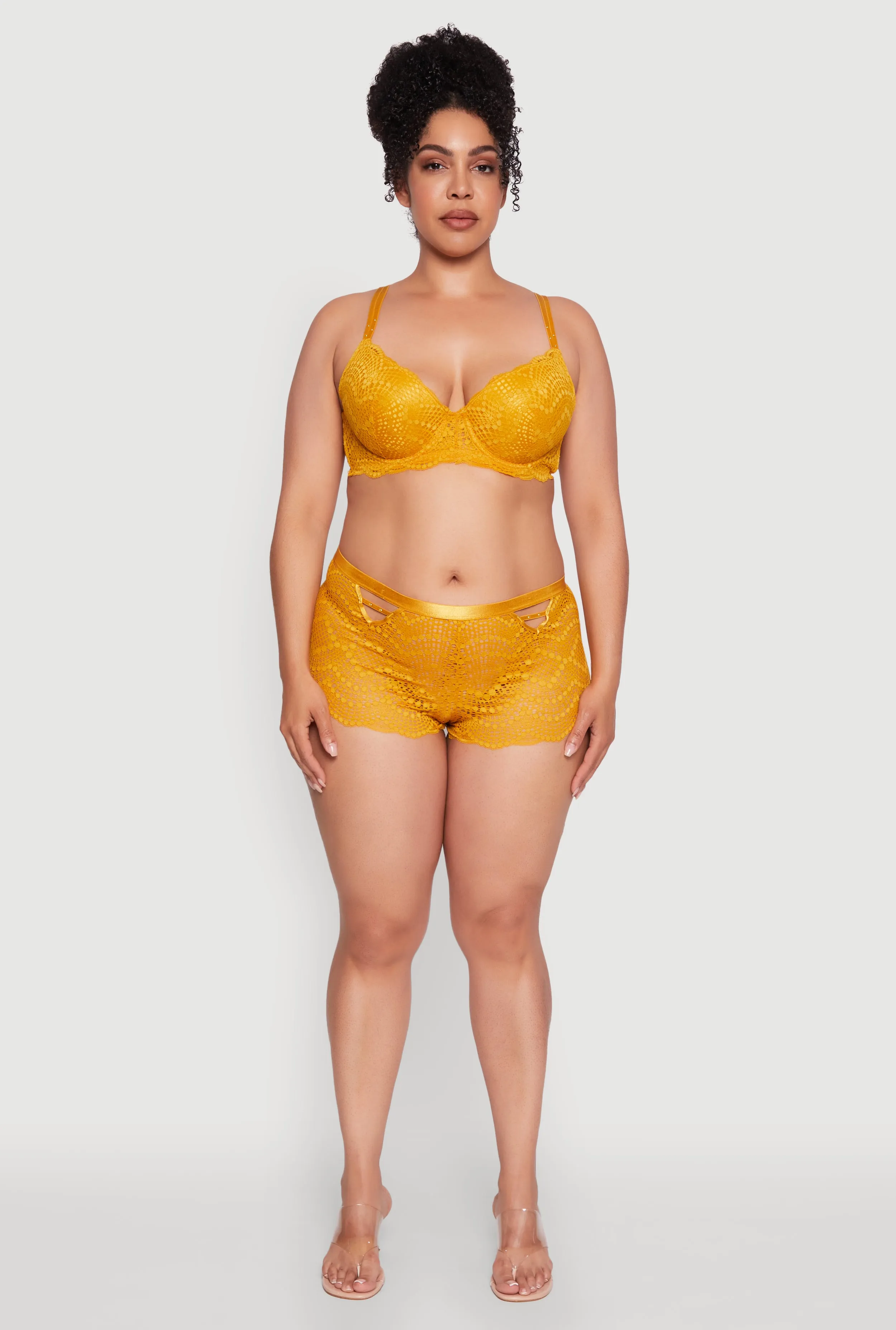 Plus Size Lace Studded V Caged Detail Boyshort Panty sold by Rainbow product image thumbnail 3