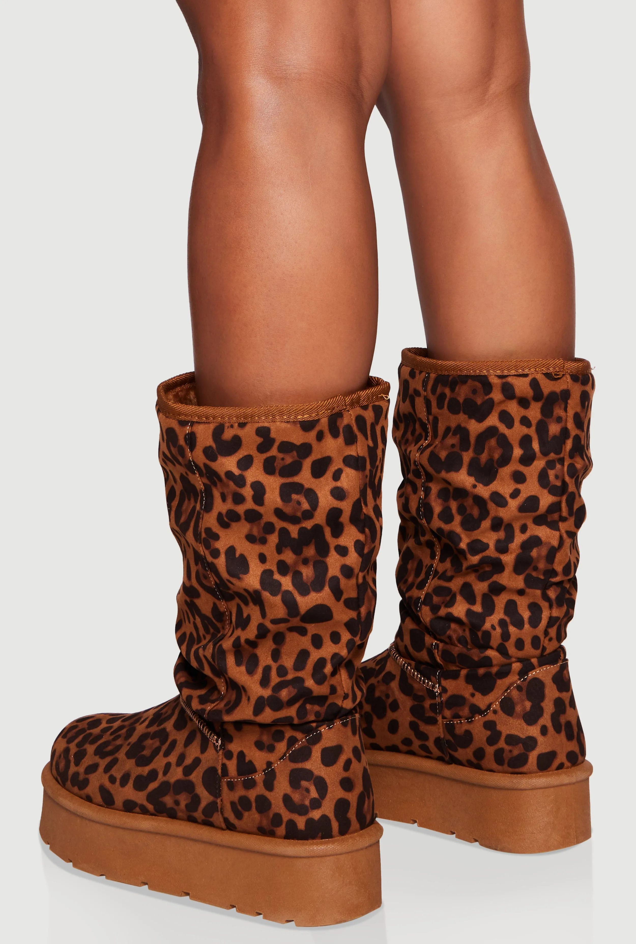 Faux Suede Round Toe Platform Slouch Boots sold by Rainbow product image thumbnail 3