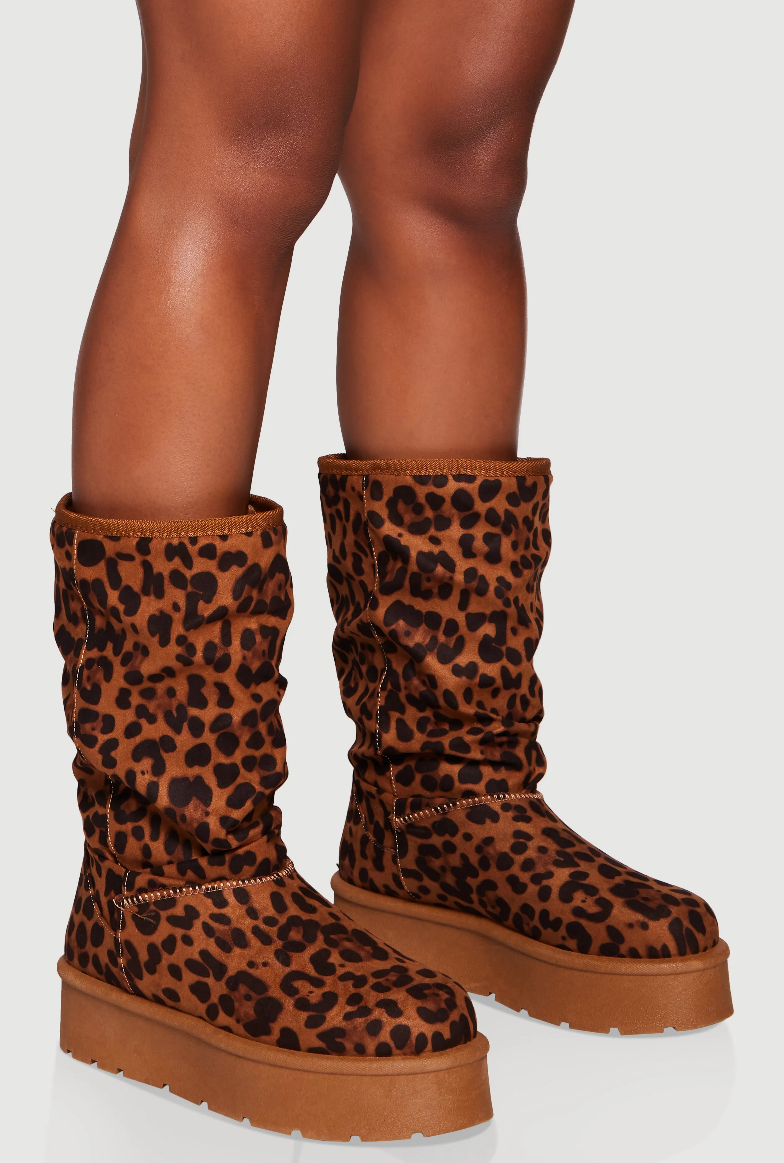 Faux Suede Round Toe Platform Slouch Boots sold by Rainbow product image thumbnail 2