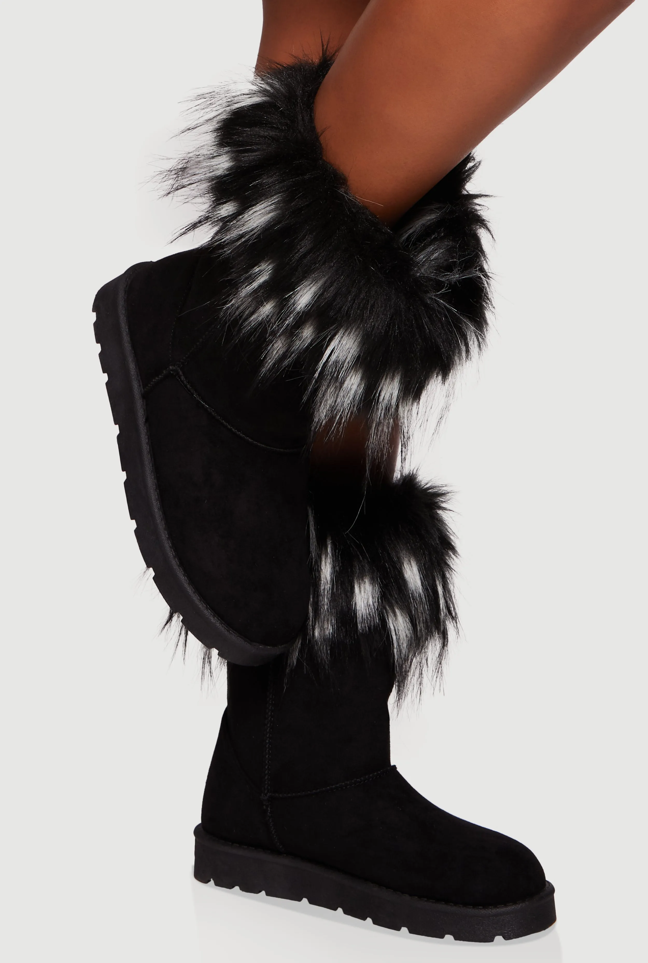 Faux Fur Cuff Round Toe Boots sold by Rainbow