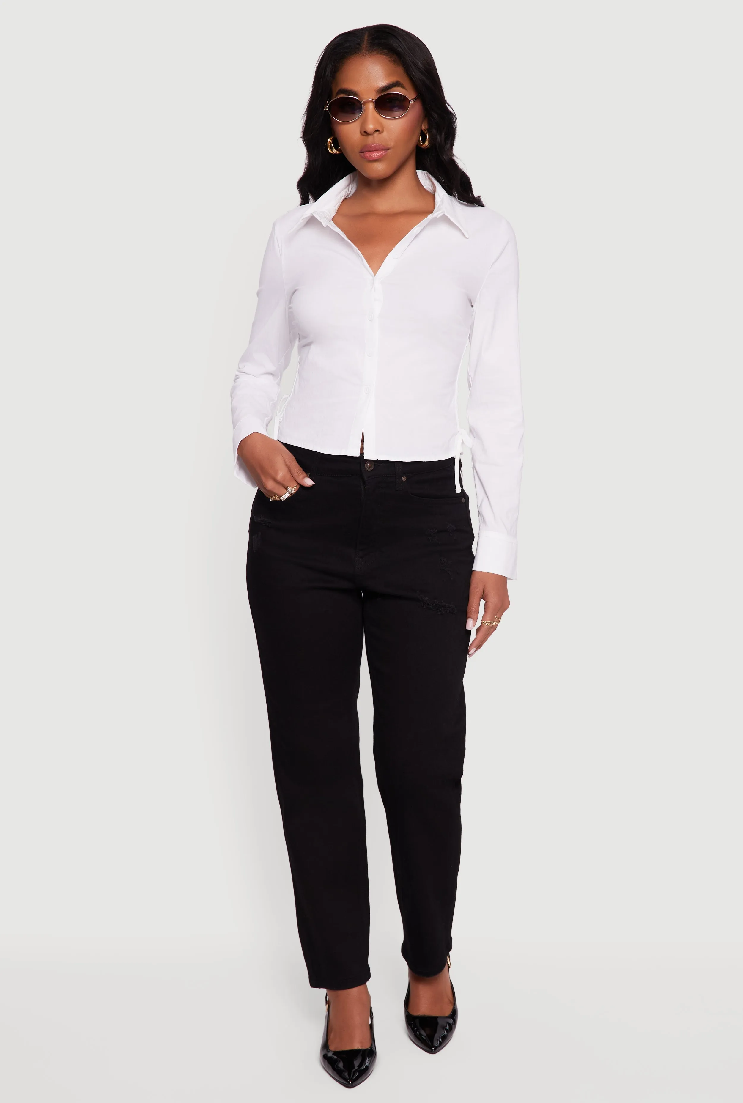 WAX Distressed Frayed Straight Leg Jeans sold by Rainbow