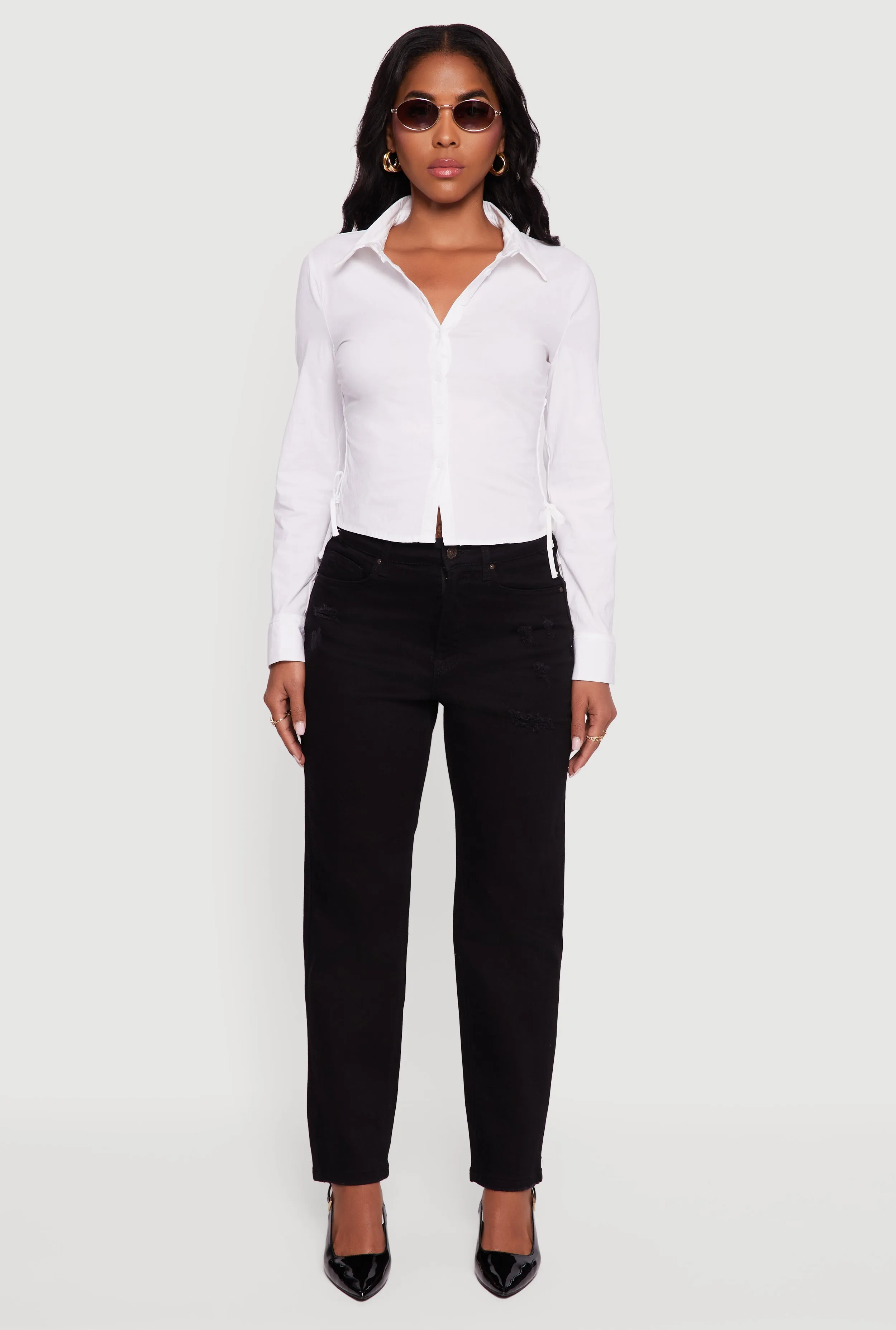 WAX Distressed Frayed Straight Leg Jeans sold by Rainbow product image thumbnail 2