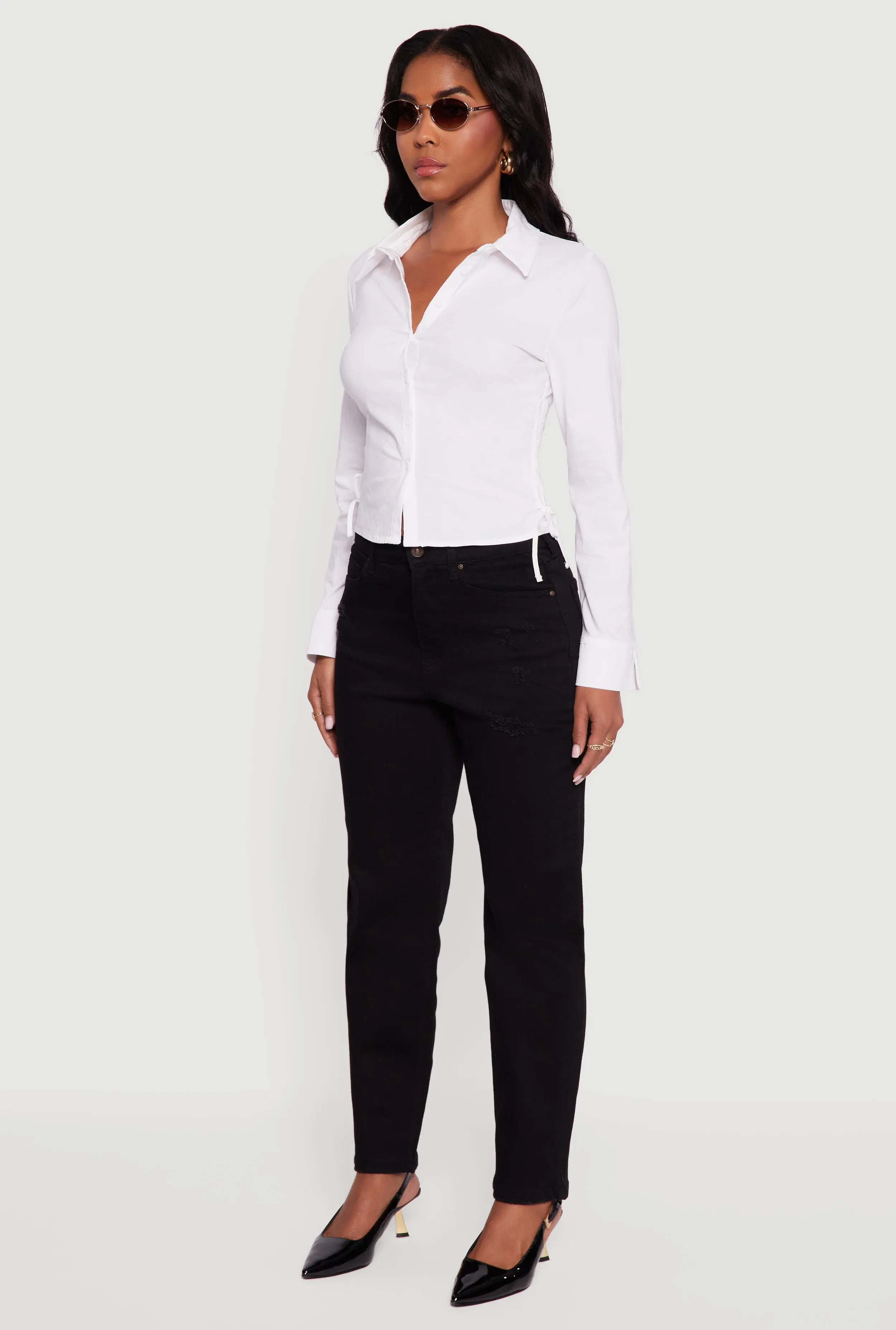 WAX Distressed Frayed Straight Leg Jeans sold by Rainbow product image thumbnail 3