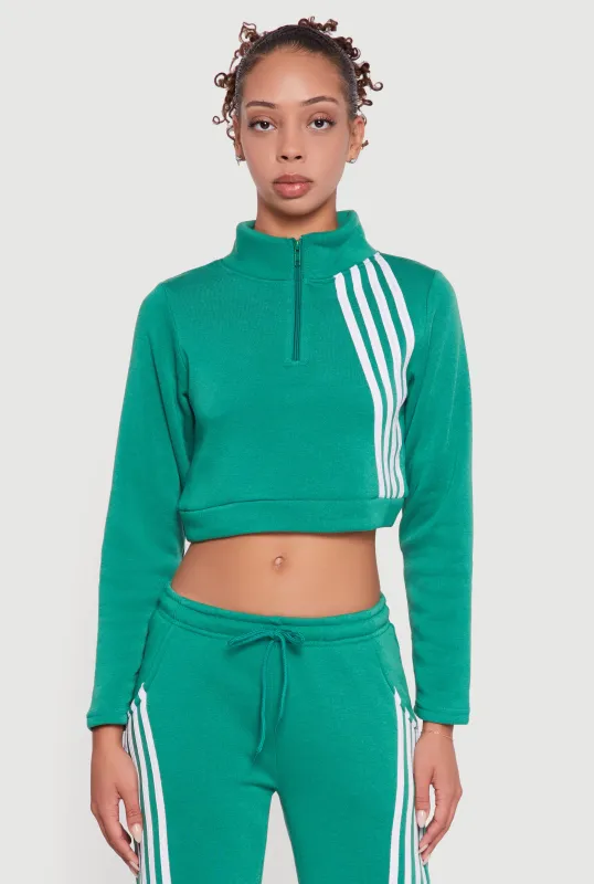 Contrast Trim Fleece Lined Cropped Sweatshirt sold by Rainbow