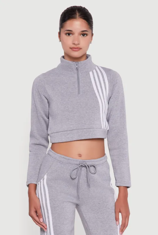 Contrast Trim Fleece Lined Cropped Sweatshirt sold by Rainbow