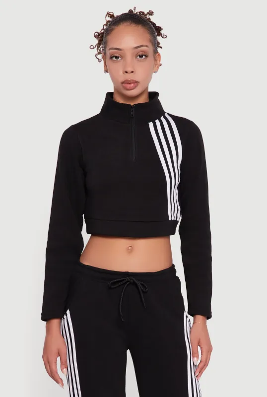 Contrast Trim Fleece Lined Cropped Sweatshirt sold by Rainbow