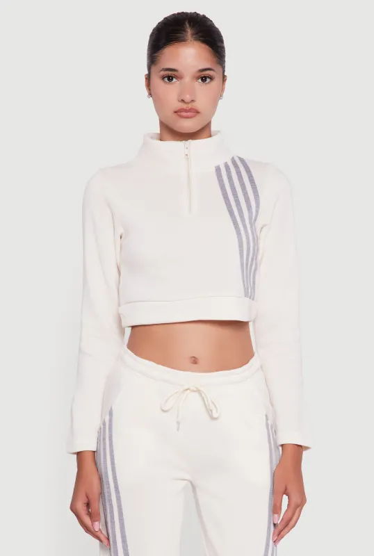 Contrast Trim Fleece Lined Cropped Sweatshirt sold by Rainbow