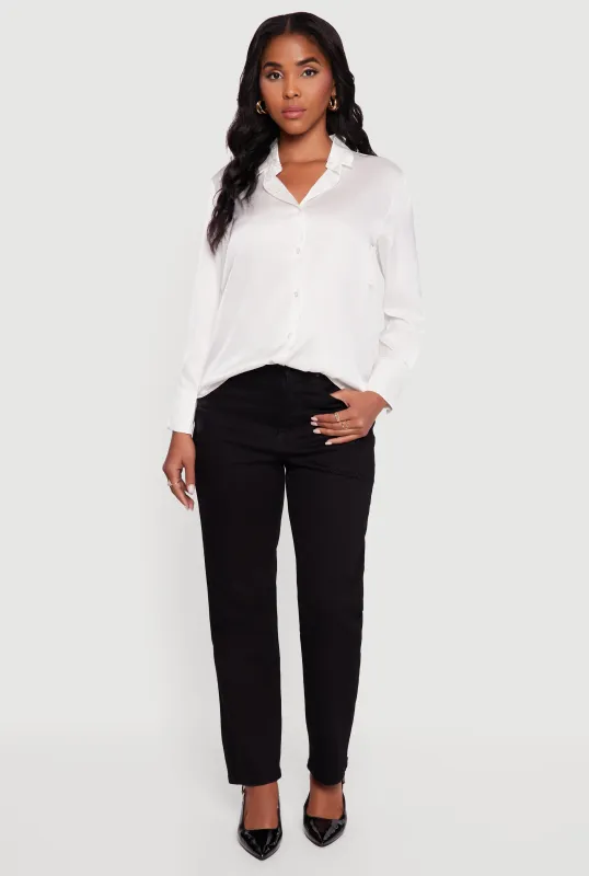 Satin Long Sleeve Button Front Shirt sold by Rainbow