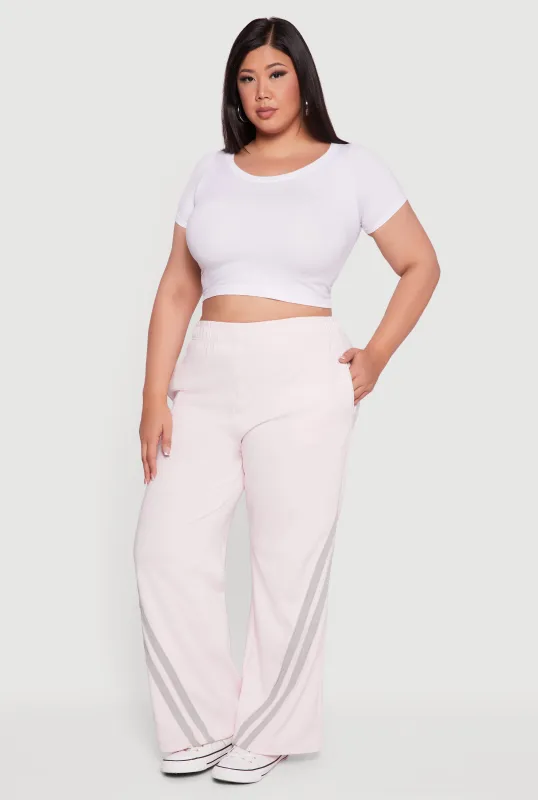 Plus Size Fleece Lined Varsity Striped Sweatpants sold by Rainbow