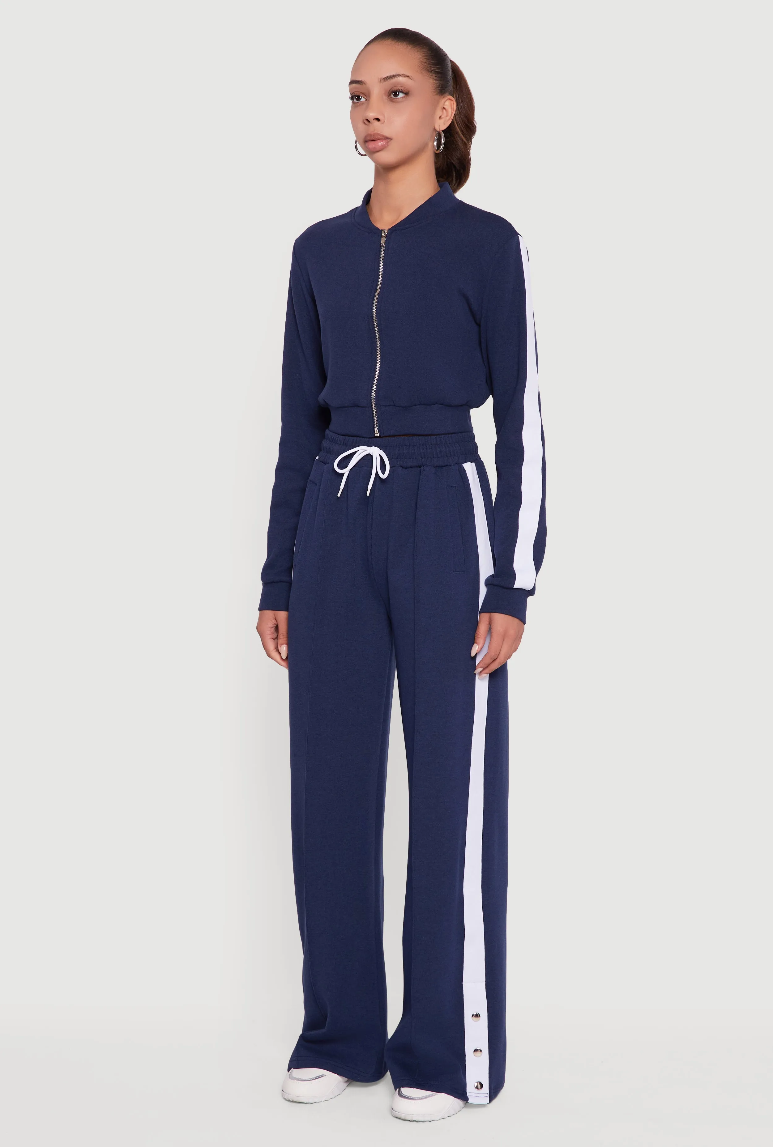 Side Stripe Cropped Zip Front Track Jacket sold by Rainbow product image thumbnail 5