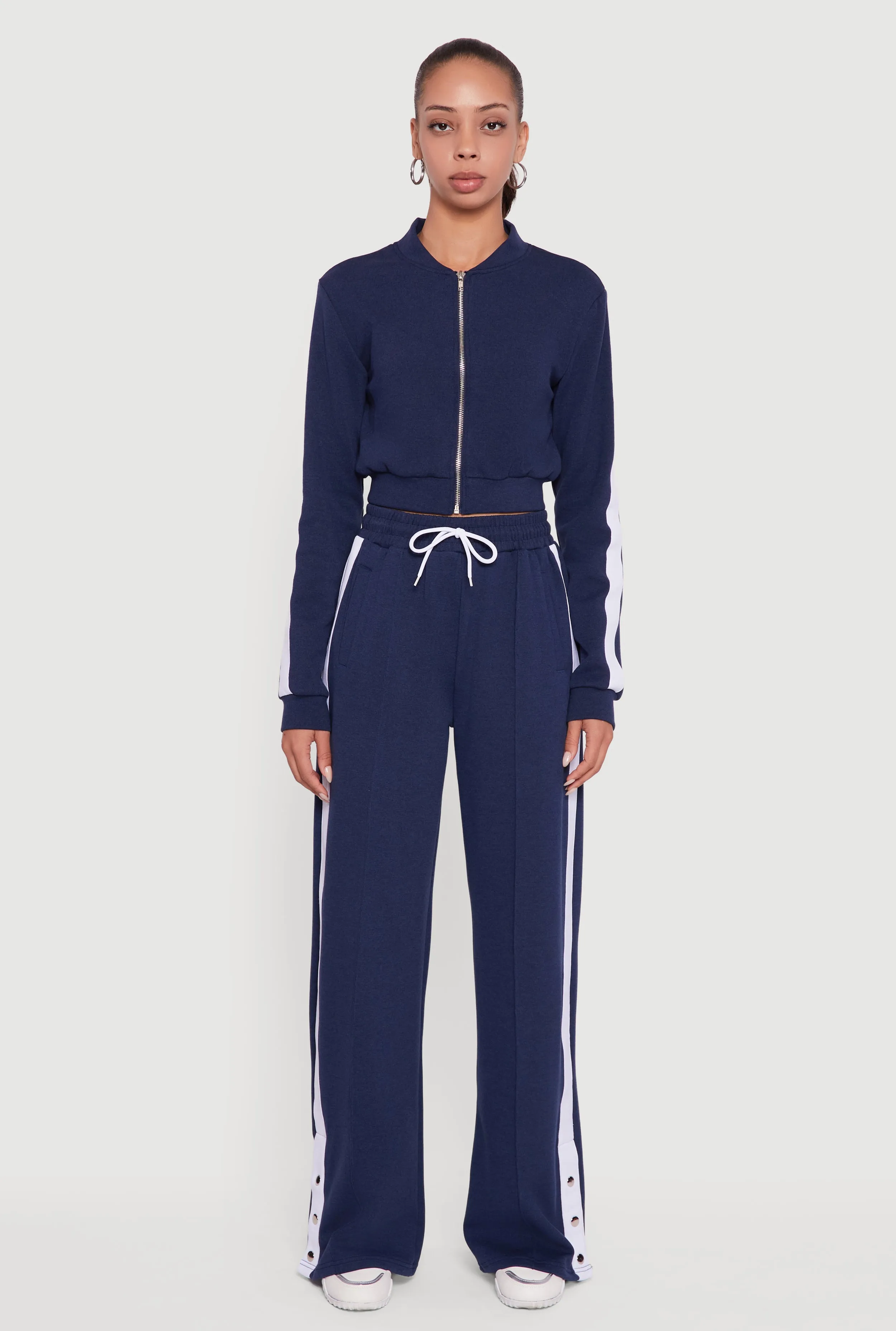 Side Stripe Cropped Zip Front Track Jacket sold by Rainbow product image thumbnail 3