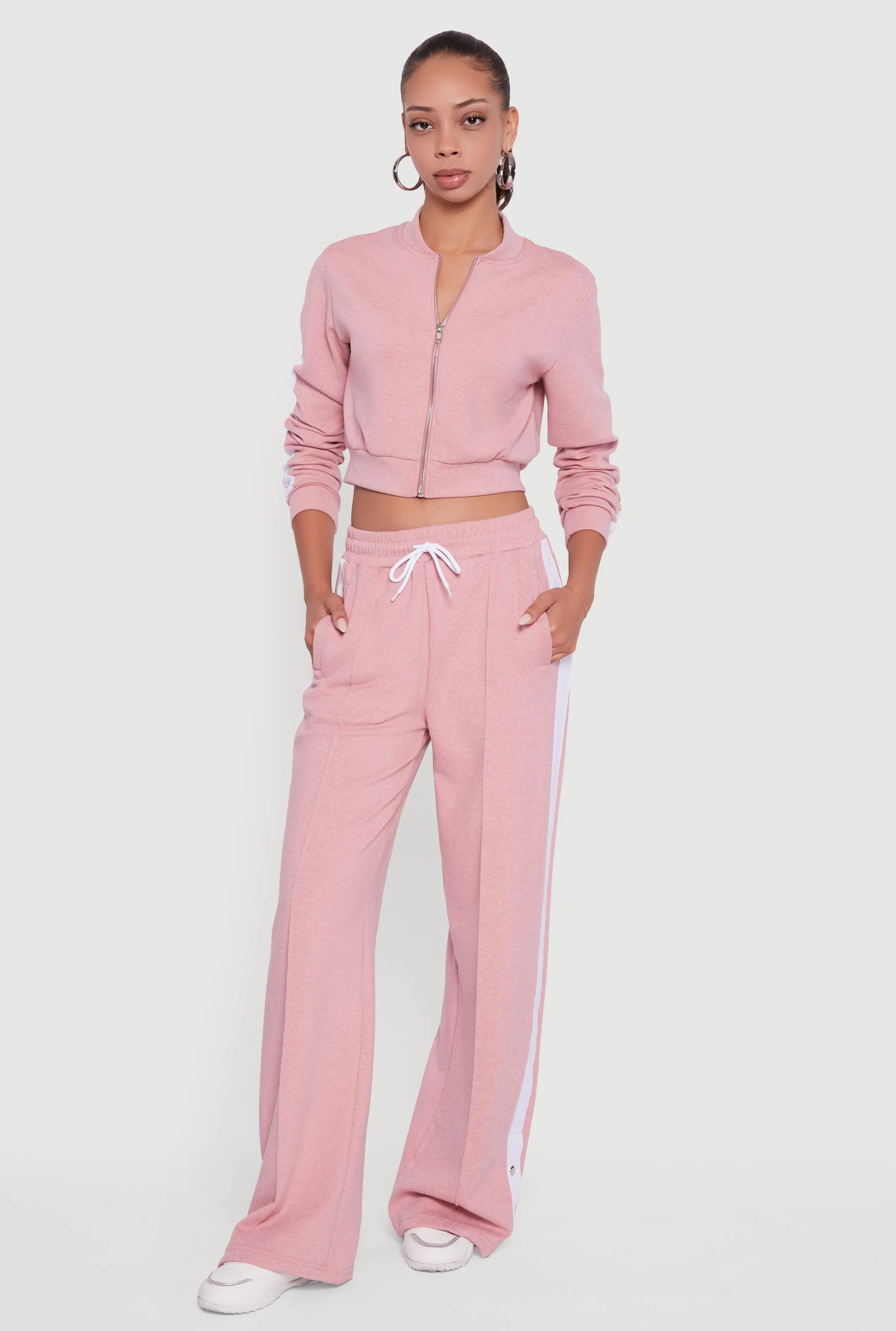 Side Stripe Cropped Zip Front Track Jacket sold by Rainbow product image thumbnail 2