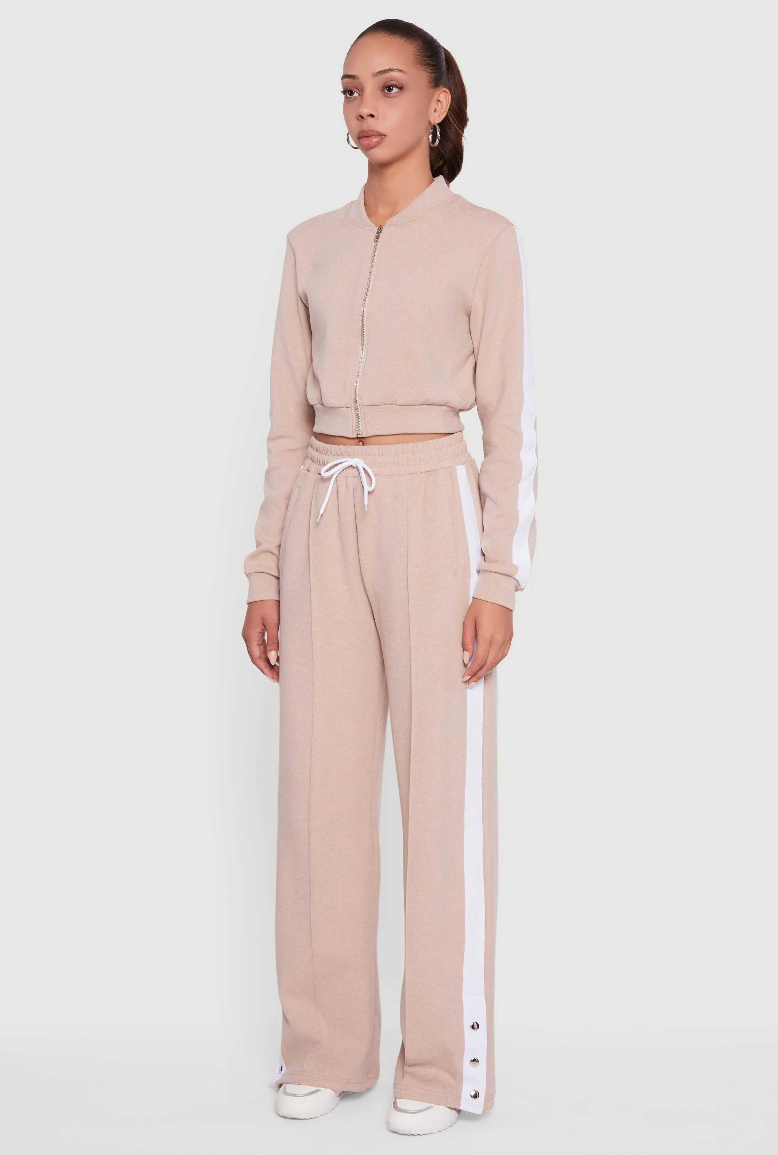 Side Stripe Cropped Zip Front Track Jacket sold by Rainbow product image thumbnail 5