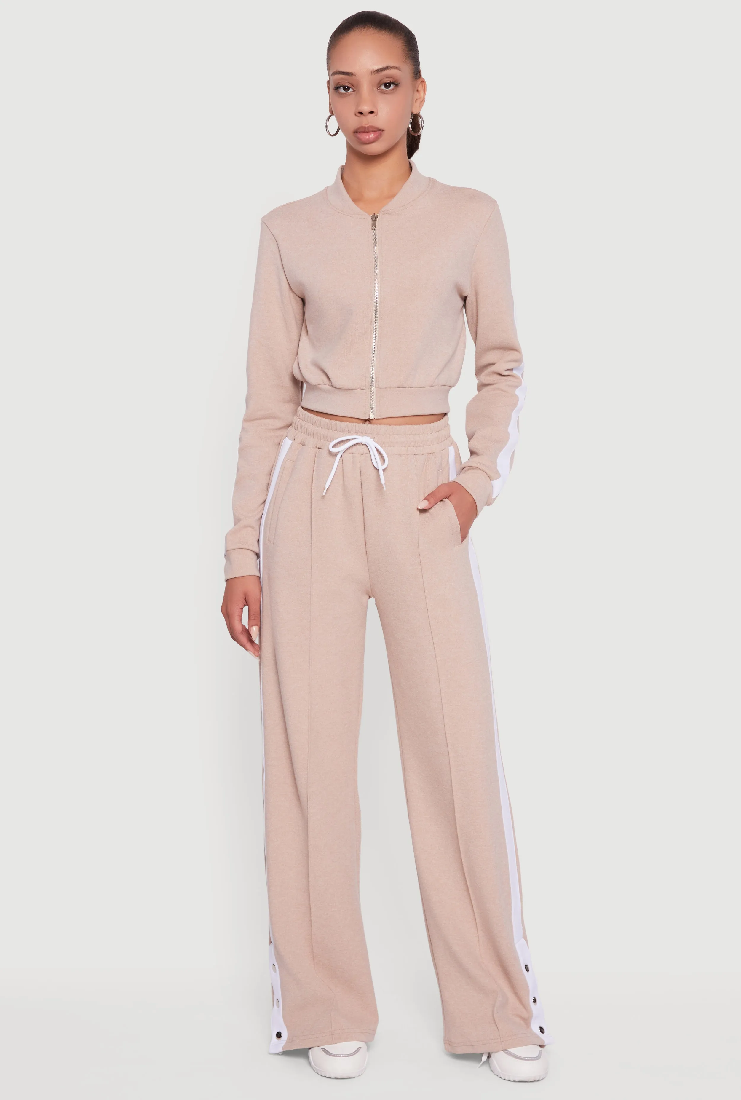 Side Stripe Cropped Zip Front Track Jacket sold by Rainbow product image thumbnail 2