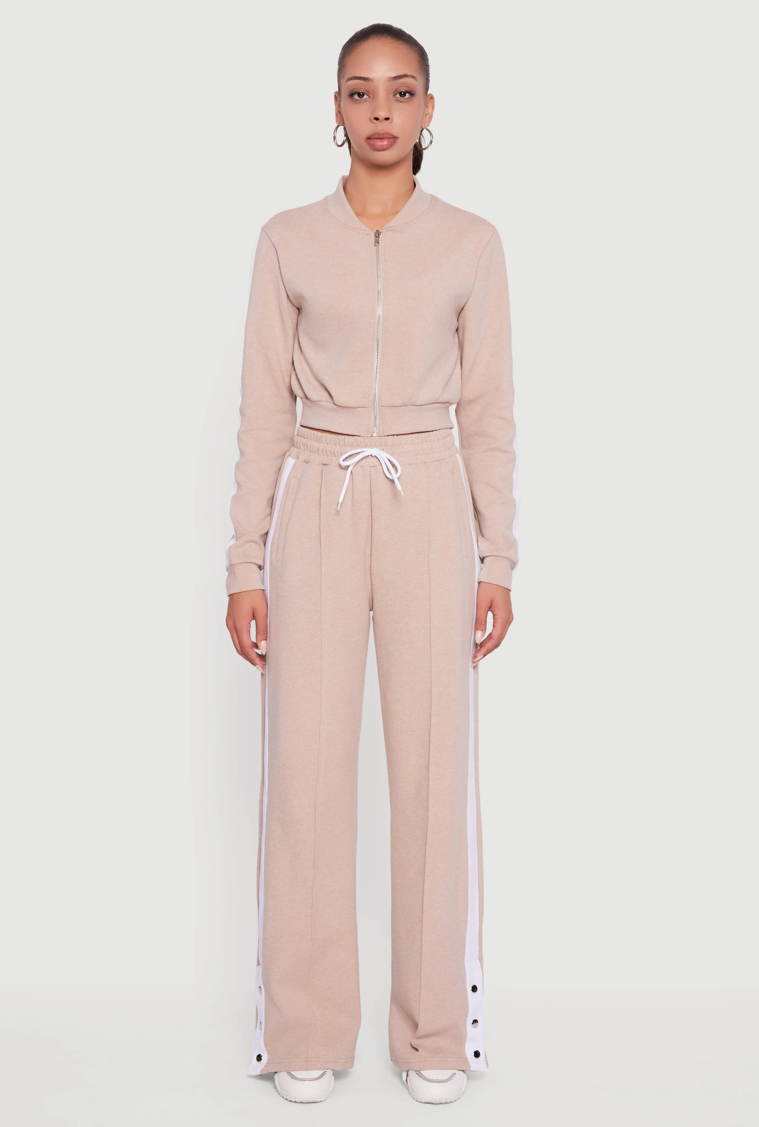 Side Stripe Cropped Zip Front Track Jacket sold by Rainbow product image thumbnail 3