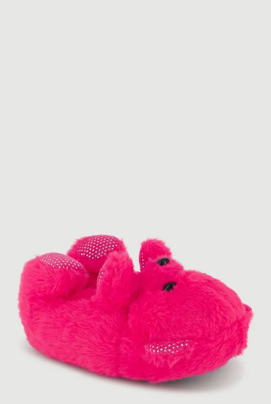 Girls Rhinestone Detail Faux Fur Teddy Bear Slippers sold by Rainbow