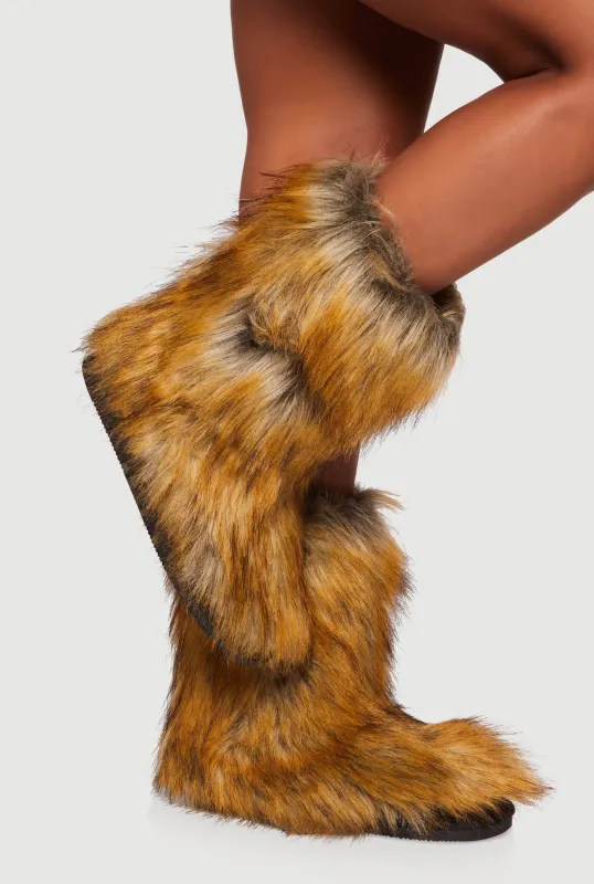 Round Toe Faux Fur Boots sold by Rainbow