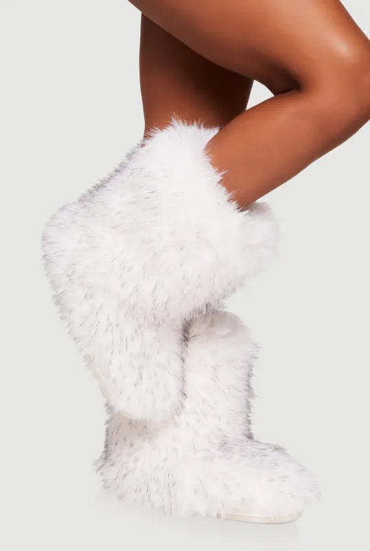 Faux Fur Round Toe Boots sold by Rainbow