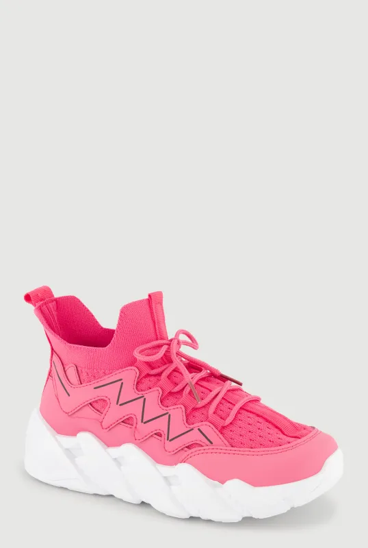 Girls Slip On Chunky Lace Up Sneakers sold by Rainbow