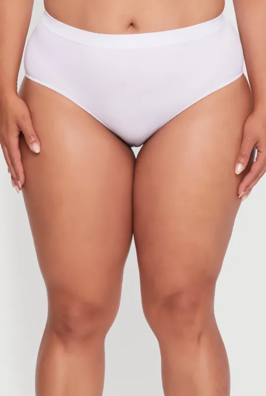 Plus Size Seamless Ribbed Knit Solid Bikini Panty sold by Rainbow