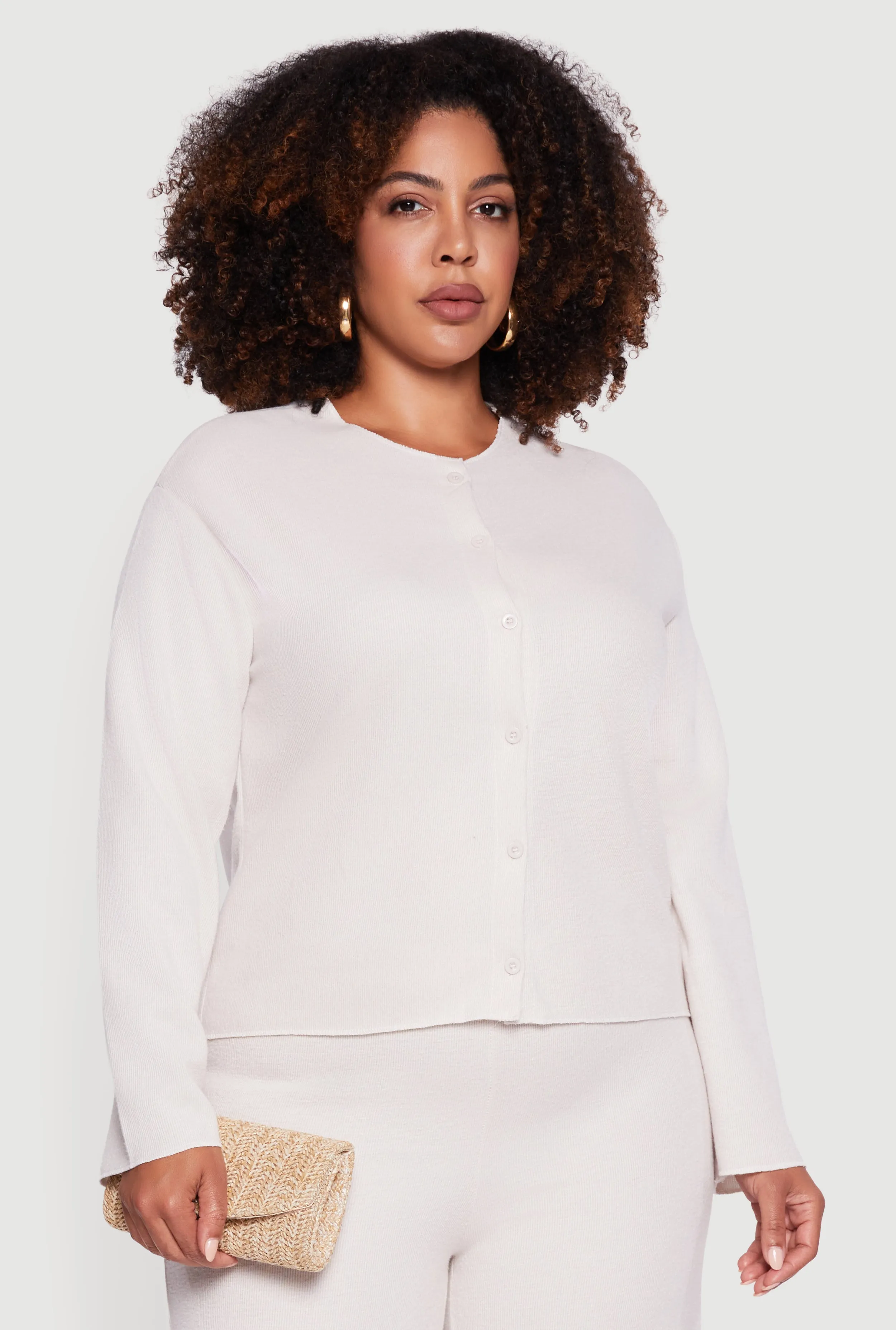 Plus Size Classic Fit Button Front Cardigan sold by Rainbow