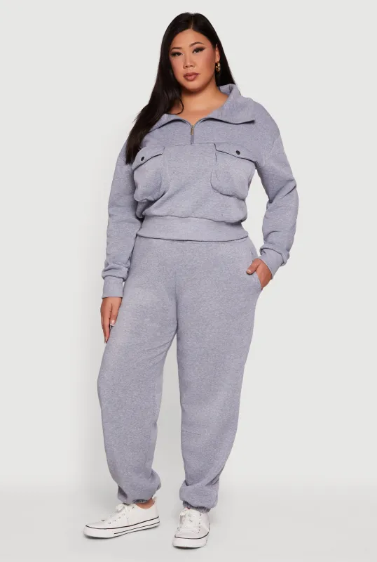 Plus Size Fleece Lined High Waist Sweatpants sold by Rainbow