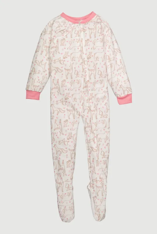 Little Girls Patterned Footed Pajamas sold by Rainbow