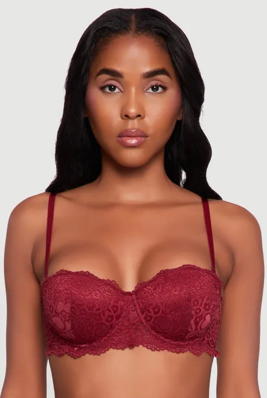 Floral Lace Scalloped Hem Convertible Balconette Bra sold by Rainbow