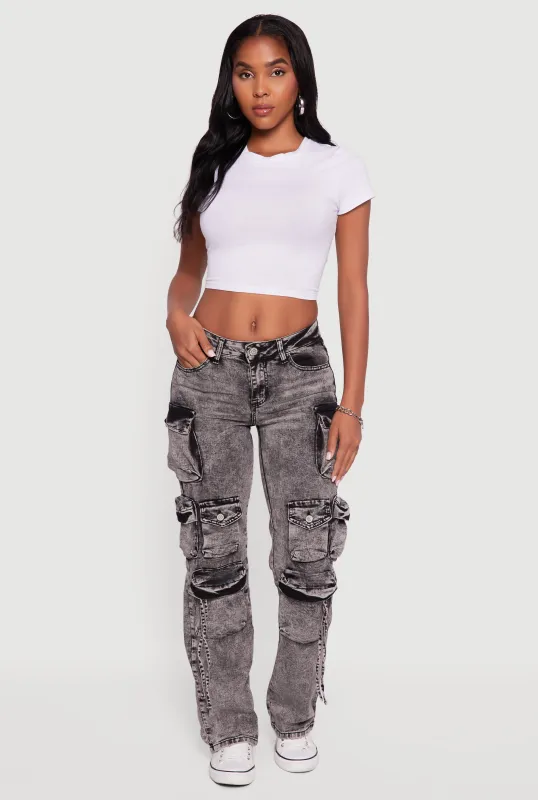 VIP Acid Wash Slim Leg Utility Jeans sold by Rainbow