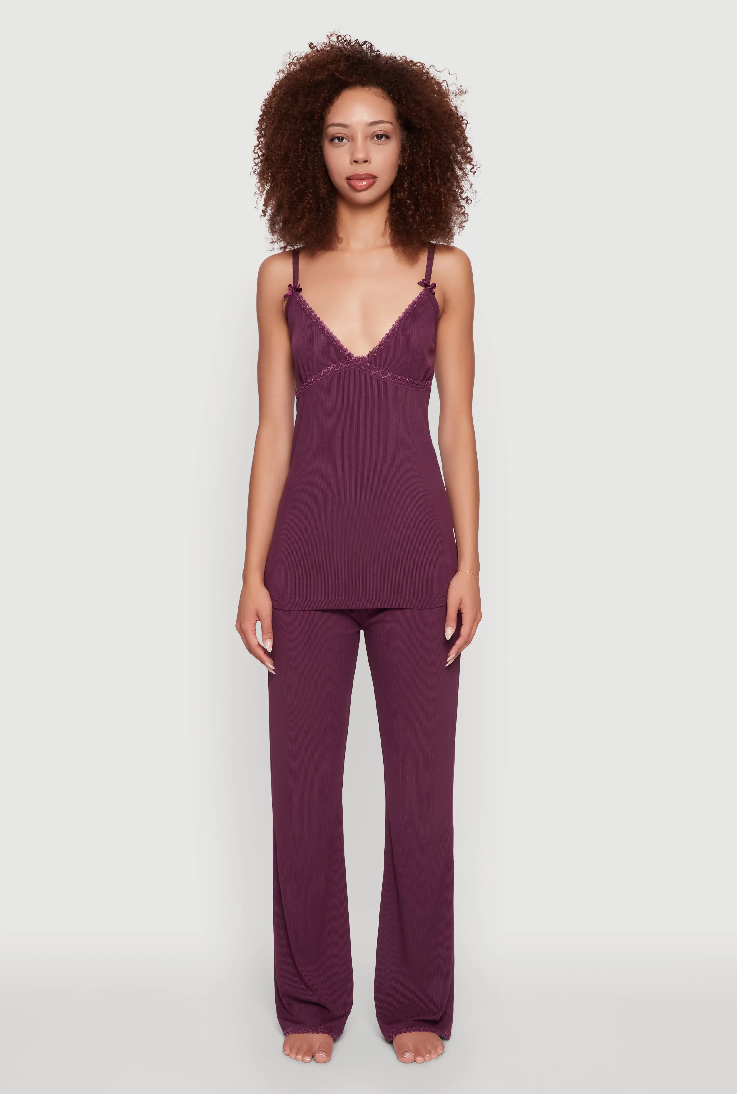 Heart Lace Trim Pajama Cami and Pants Set sold by Rainbow product image thumbnail 2