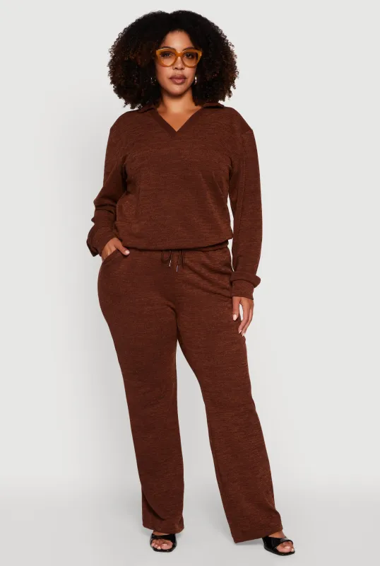 Plus Size High Waisted Straight Leg Casual Pants sold by Rainbow
