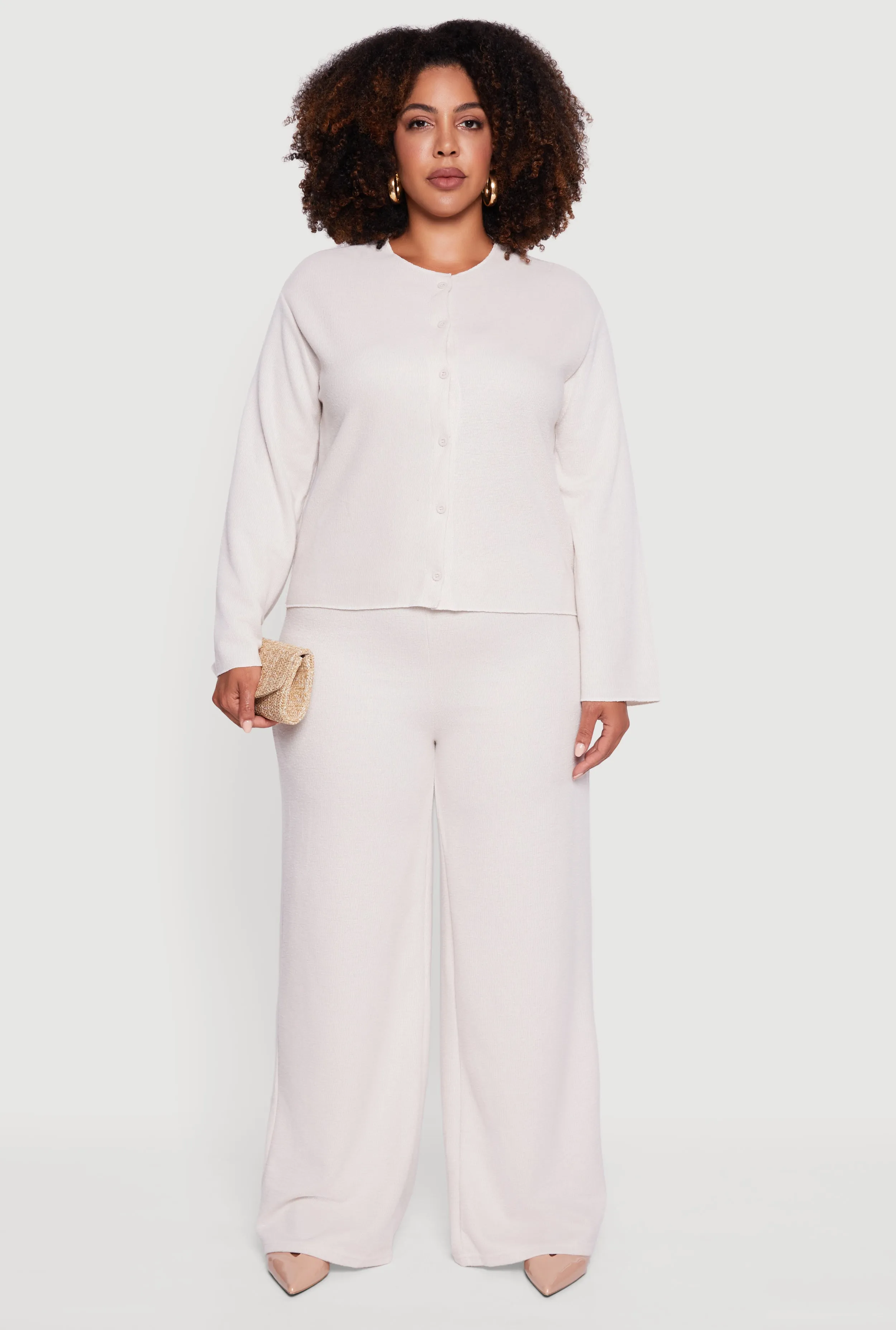 Plus Size Brushed Rib Knit Wide Leg Pants sold by Rainbow product image thumbnail 2