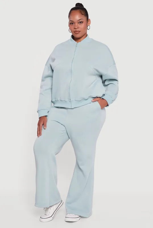 Plus Size Fleece Lined High Waisted Flare Leg Sweatpants sold by Rainbow