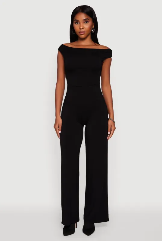 Boat Neck Wide Leg Jumpsuit sold by Rainbow