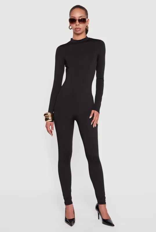 Solid Curve Hugging Catsuit with Zip Back sold by Rainbow