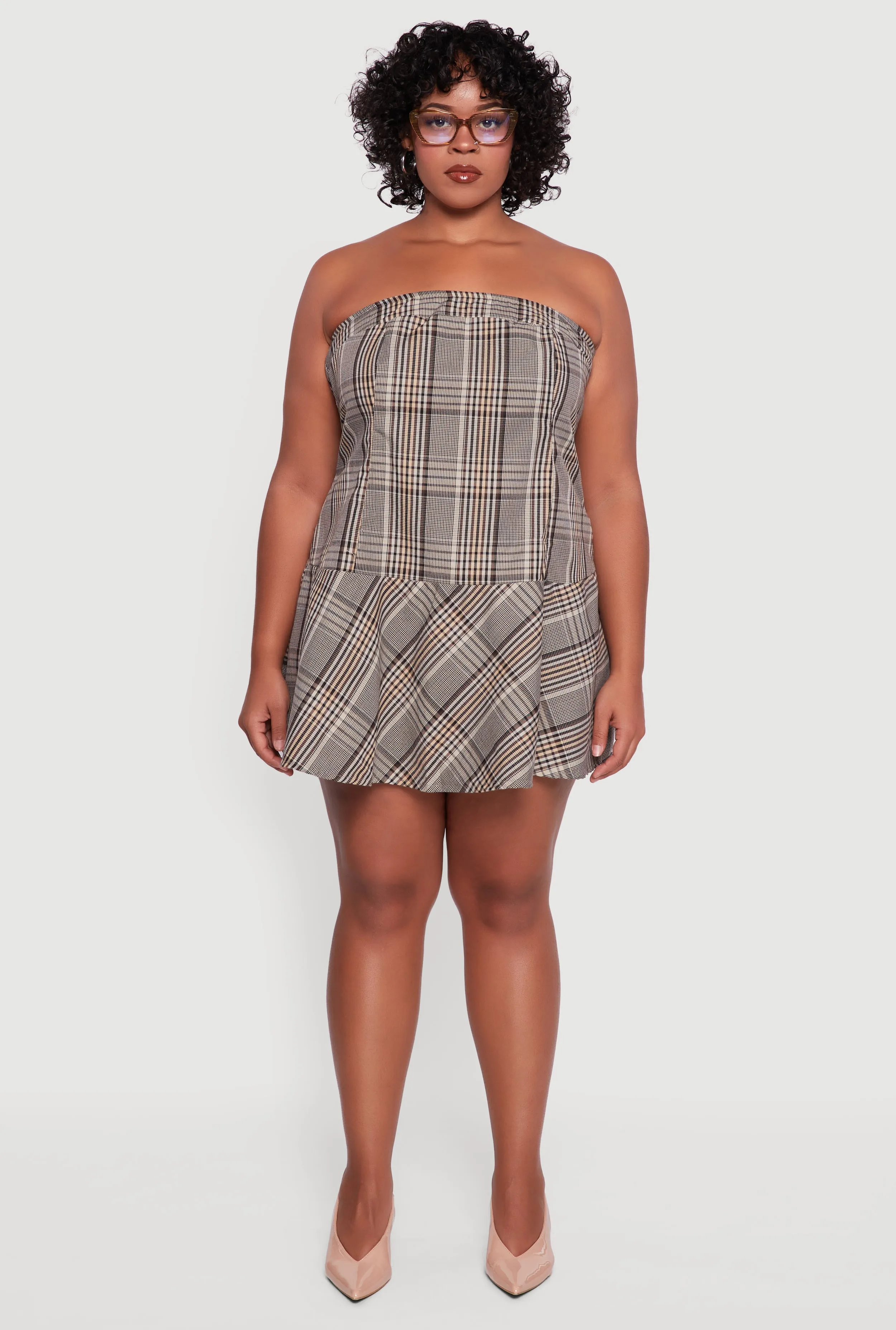Plus Size Plaid Strapless Skater Dress sold by Rainbow product image thumbnail 2