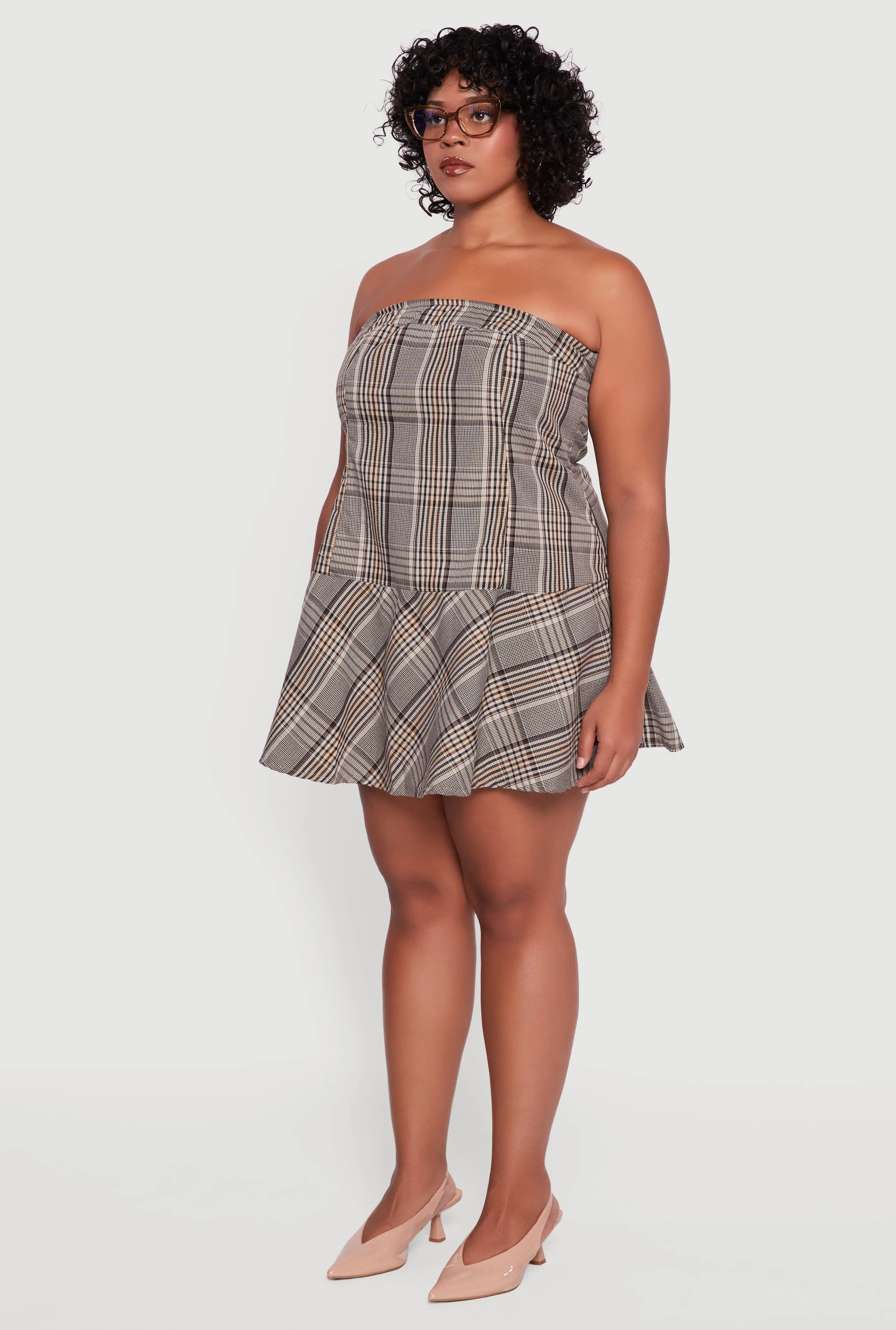 Plus Size Plaid Strapless Skater Dress sold by Rainbow product image thumbnail 3