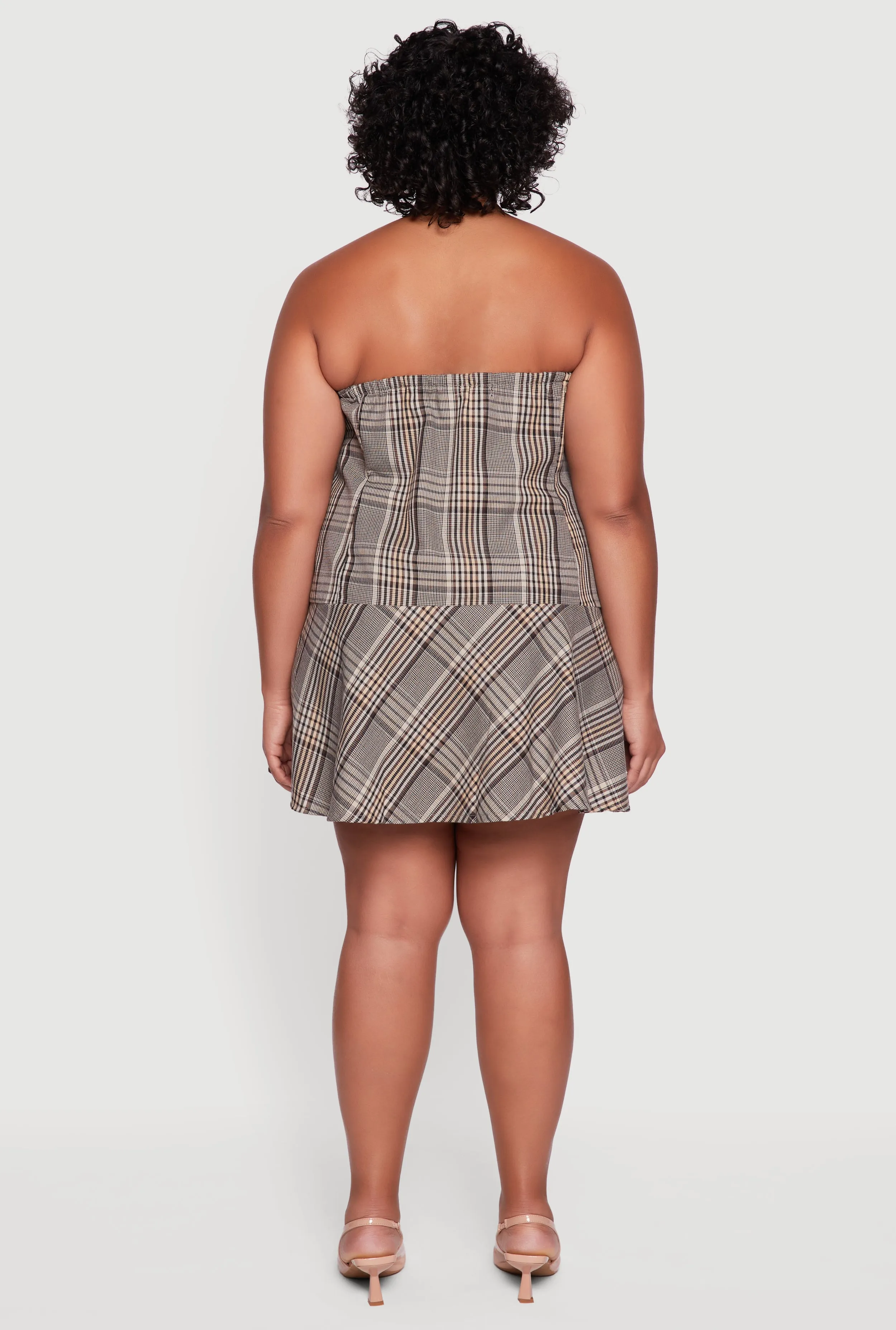 Plus Size Plaid Strapless Skater Dress sold by Rainbow product image thumbnail 5