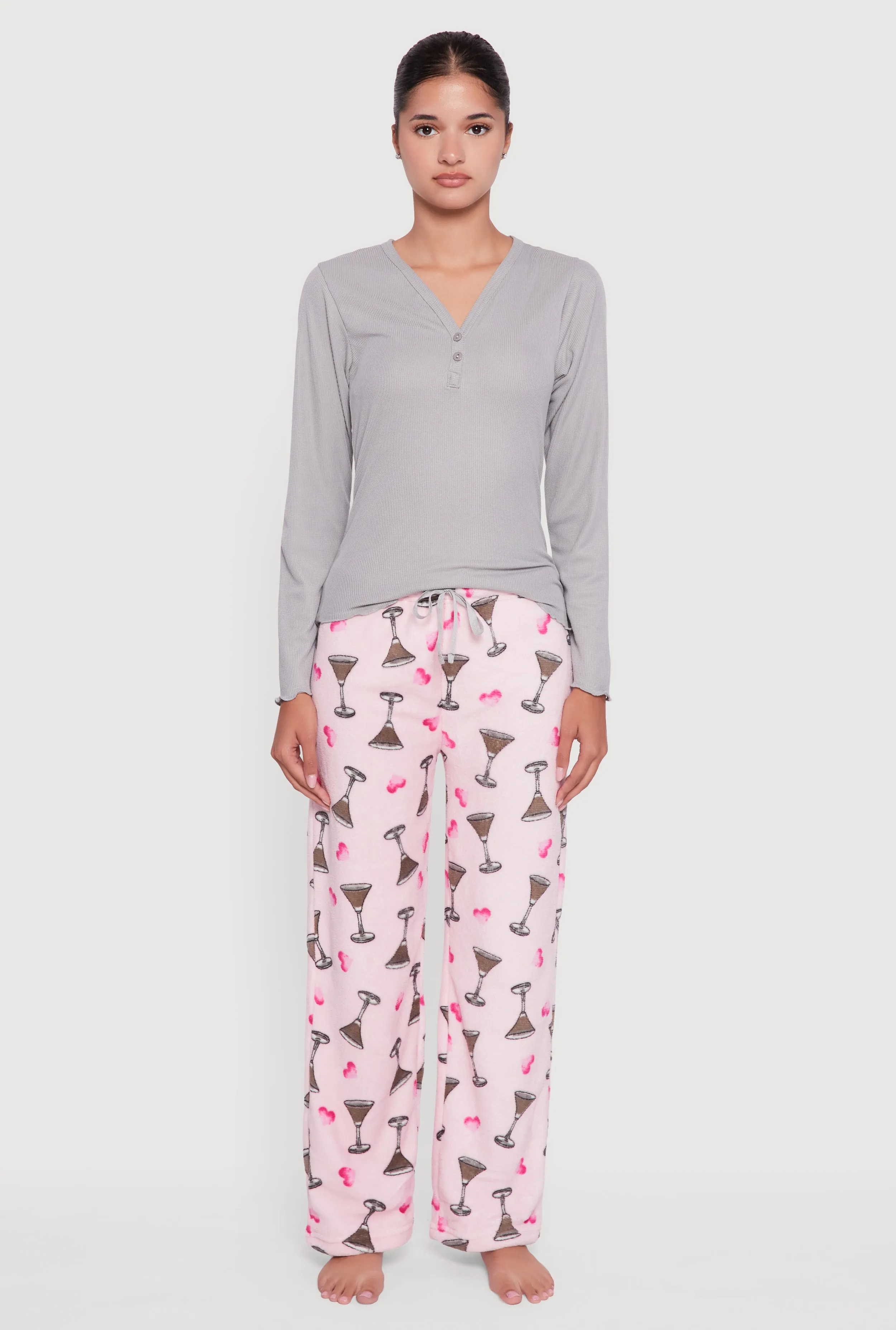 Lettuce Edge Pajama Top and Plush Espresso Martini Graphic Pants sold by Rainbow product image thumbnail 2