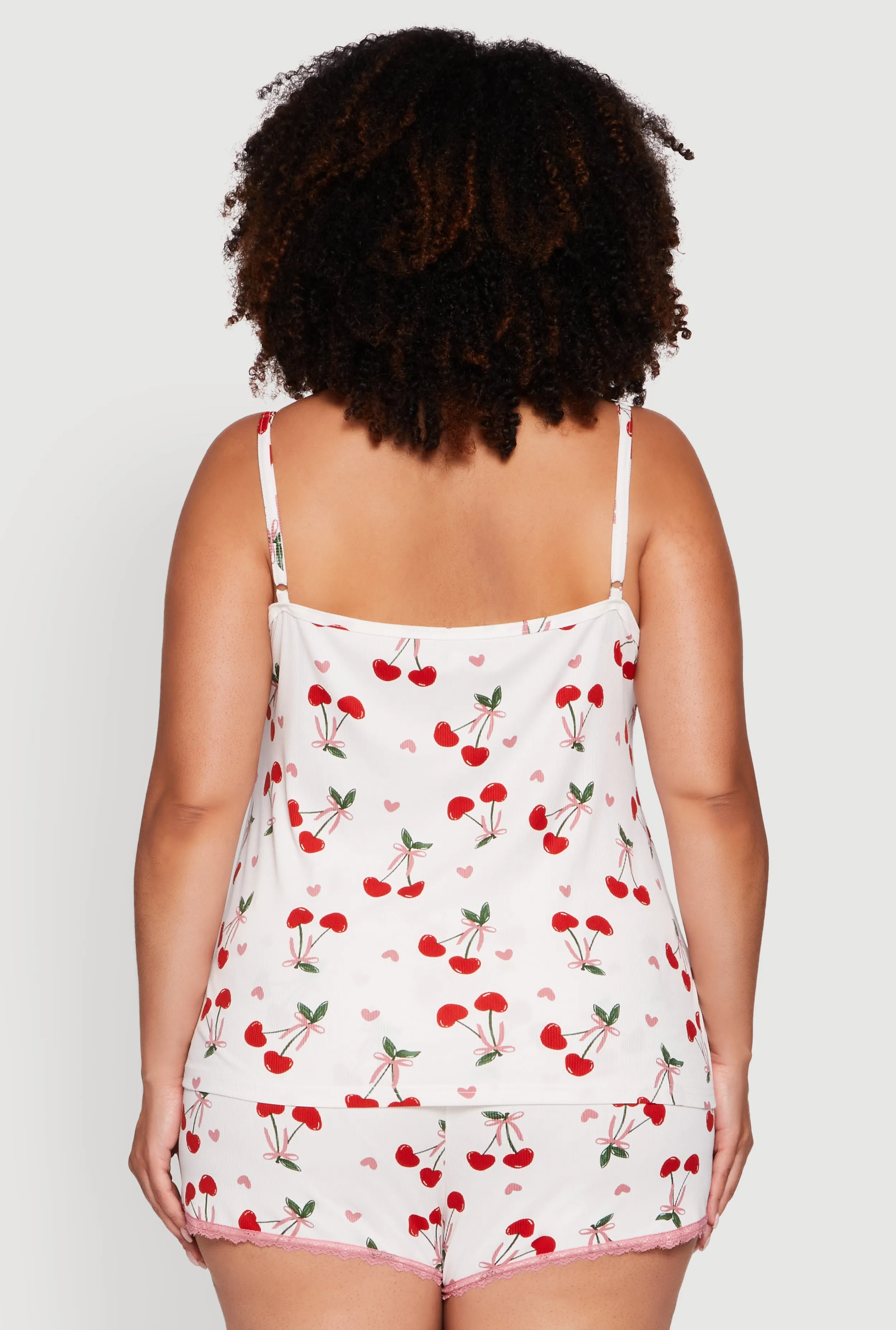 Plus Size Heart Cherry Print Pajama Cami and Shorts Set sold by Rainbow product image thumbnail 3