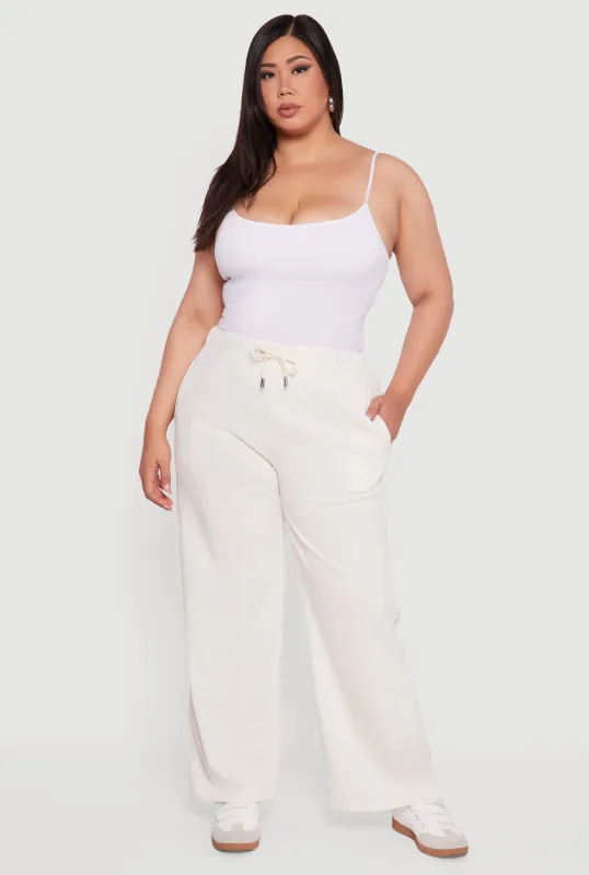Plus Size High Waisted Fleece Wide Leg Sweatpants sold by Rainbow