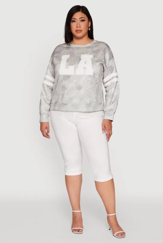 Plus Size Almost Famous Camo Graphic Pullover Sweatshirt sold by Rainbow