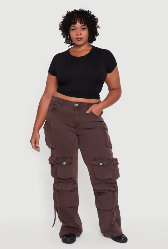 Plus Size VIP Stretch Wide Leg Utility Jeans sold by Rainbow