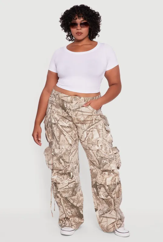 Plus Size VIP Camo Wide Leg Cargo Pants sold by Rainbow
