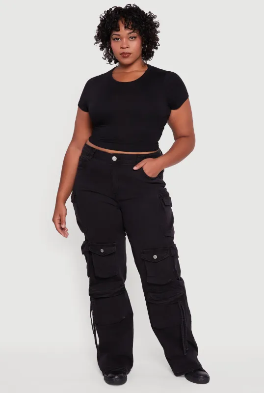 Plus Size VIP High Waisted Wide Leg Cargo Jeans sold by Rainbow