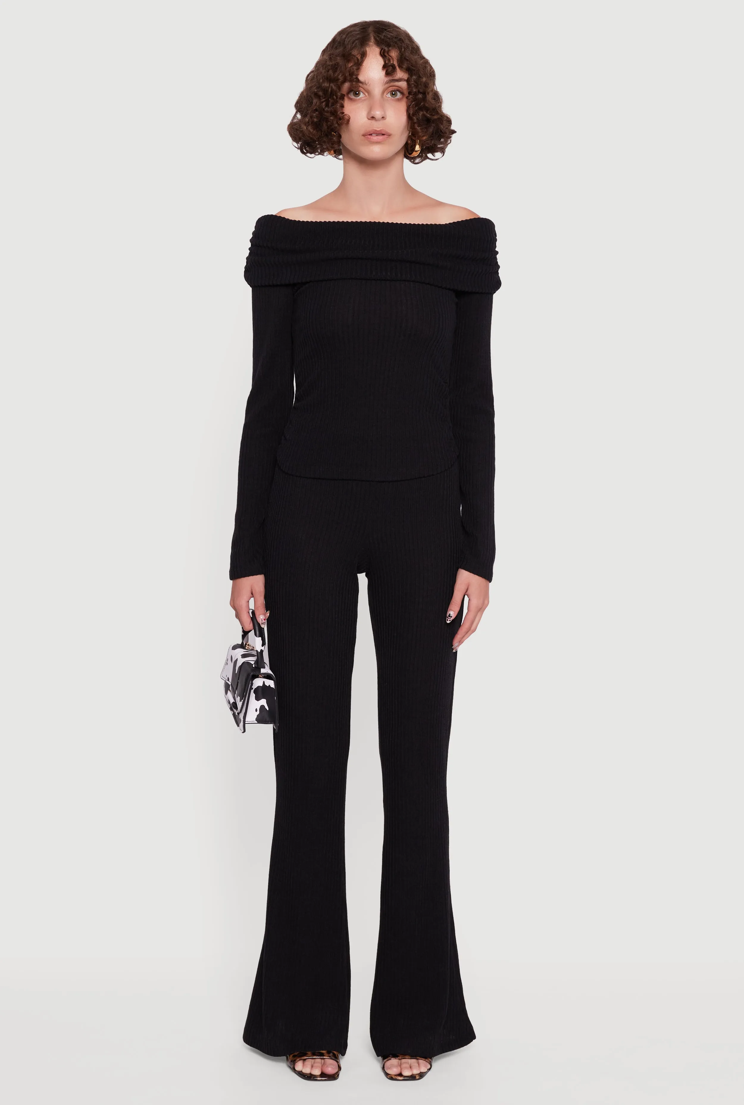 Ribbed Knit Flare Leg Casual Pants sold by Rainbow product image thumbnail 2