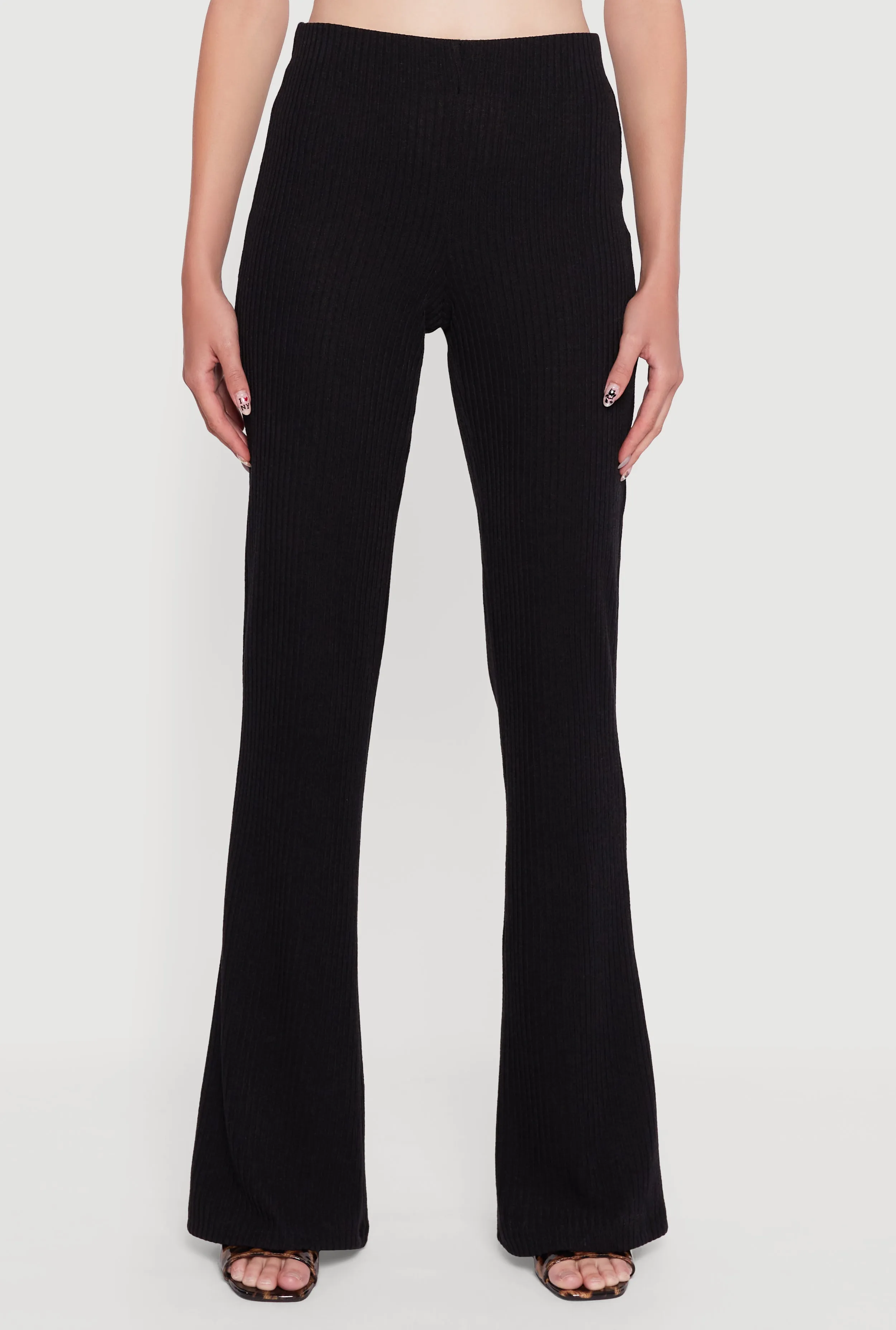 Ribbed Knit Flare Leg Casual Pants sold by Rainbow product image thumbnail 3