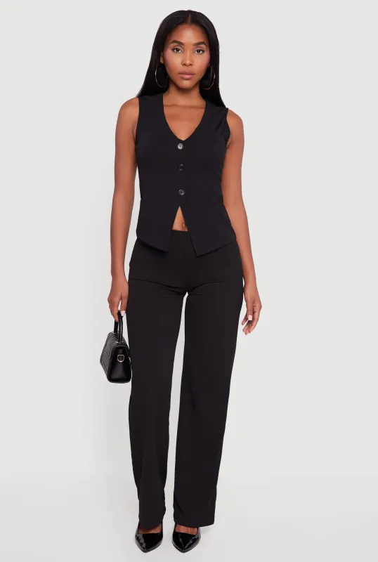 Crepe Knit High Waisted Wide Leg Pants sold by Rainbow