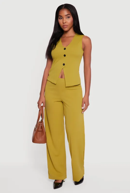 Crepe Knit High Waisted Wide Leg Pants sold by Rainbow