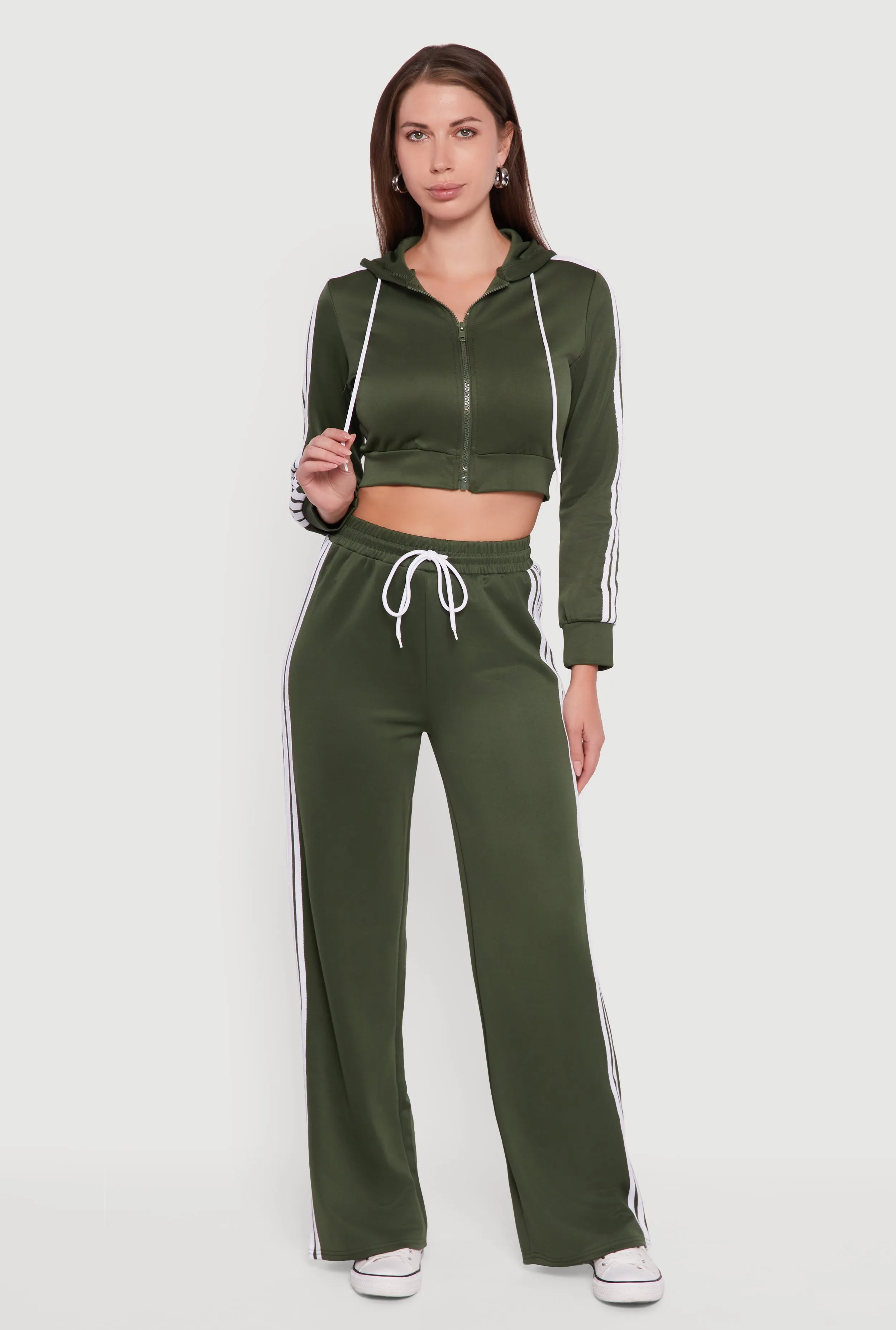 Contrast Trim Hooded Zip Front Cropped Jacket sold by Rainbow product image thumbnail 2